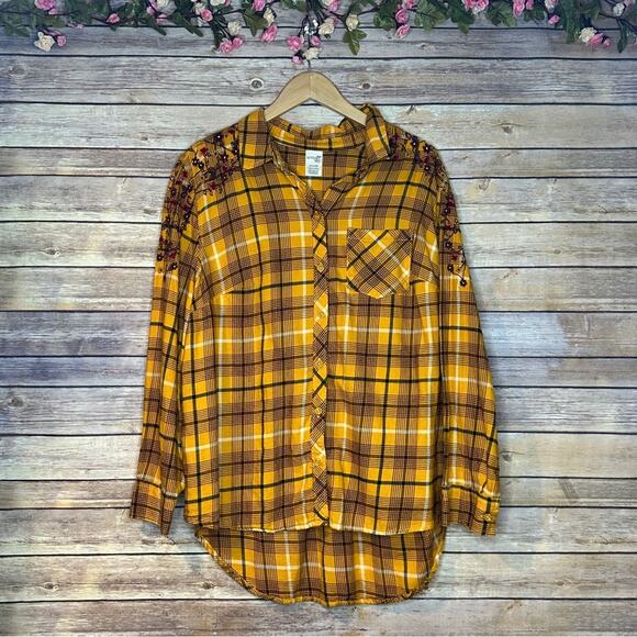 Terra & Sky Ochre Harvest Plaid Button Down Shirt - Picture 1 of 8